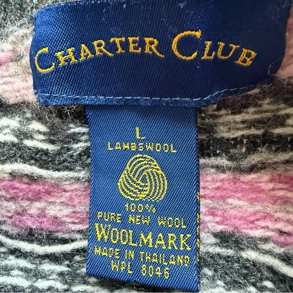 Charter Club womens size L  Fair Isle Sweater 100% lambswool Prairie Cottagecore - Picture 8 of 10